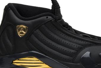 black and gold jordan 14s