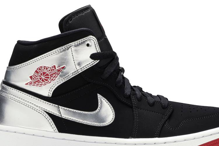 air jordan 1 mid black and silver