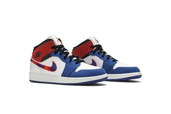 jordan 1 mid blue and red