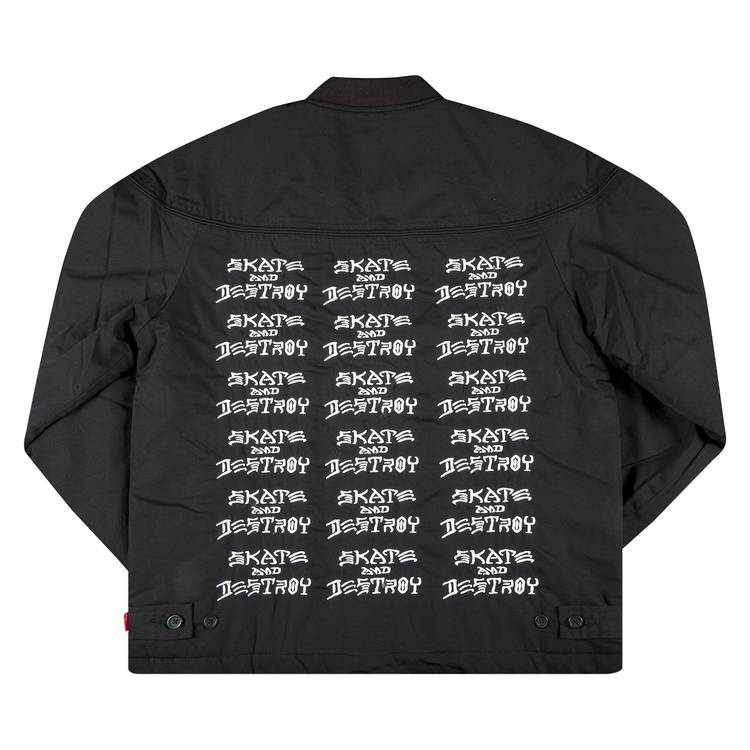 Supreme x Thrasher Poplin Crew Jacket 'Black' | GOAT