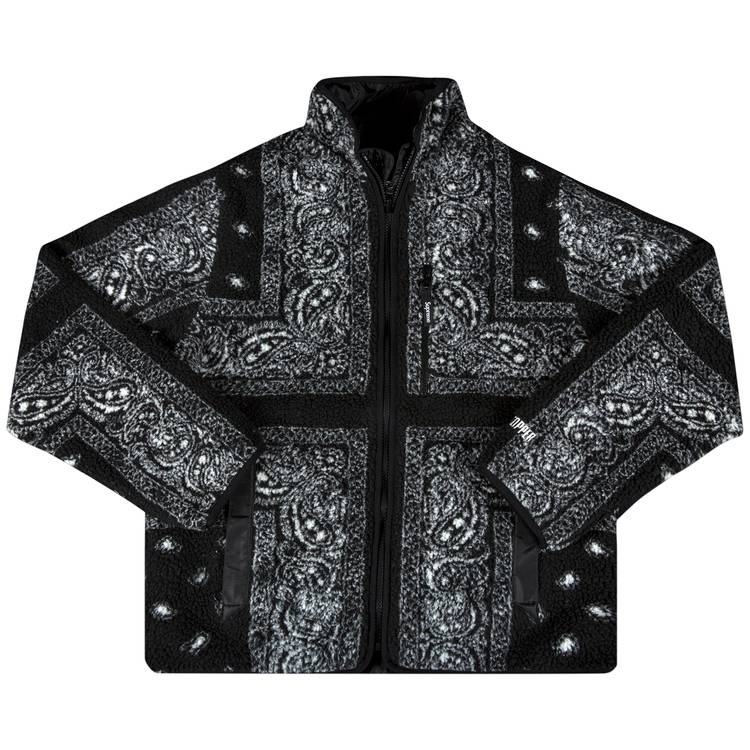 Supreme Reversible Bandana Fleece Jacket 'Black'