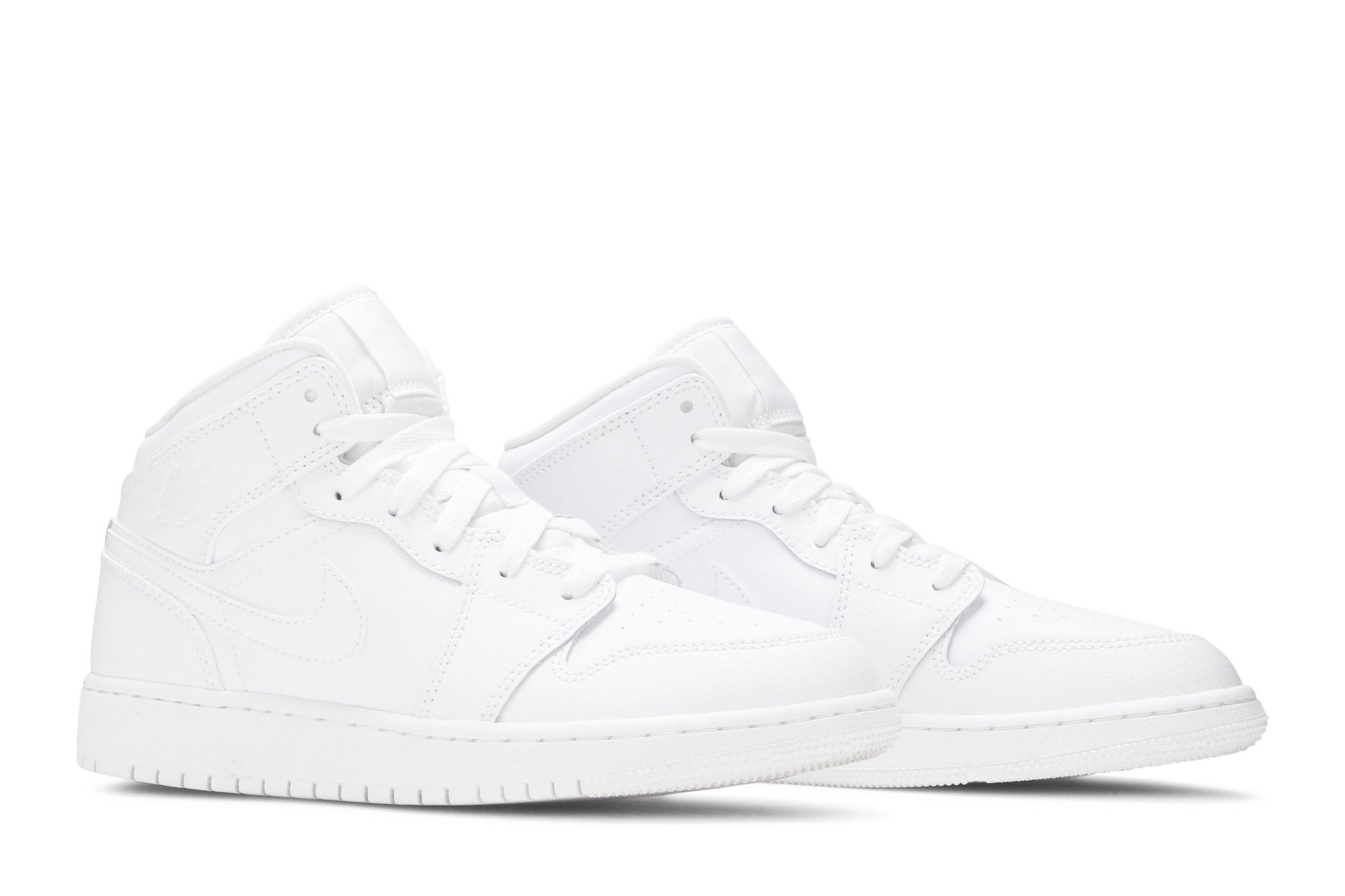 Pre-owned Air Jordan 1 Mid Gs 'triple White'
