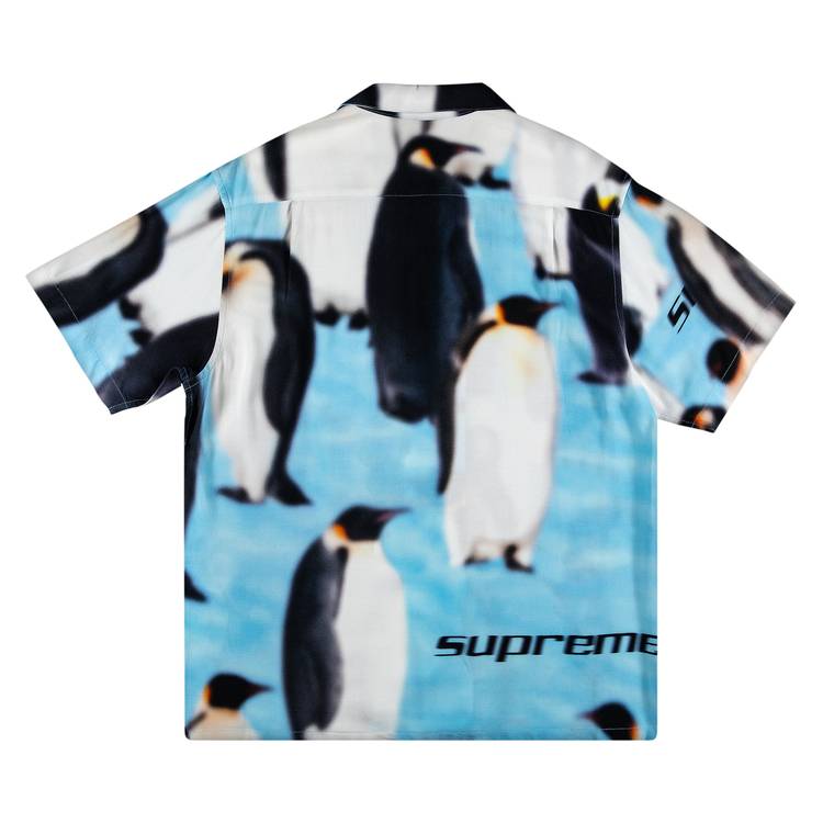 Supreme Penguins Rayon Short-Sleeve Shirt 'Blue'