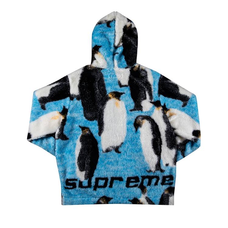 Supreme Penguins Hooded Fleece Jacket 'Blue' | GOAT