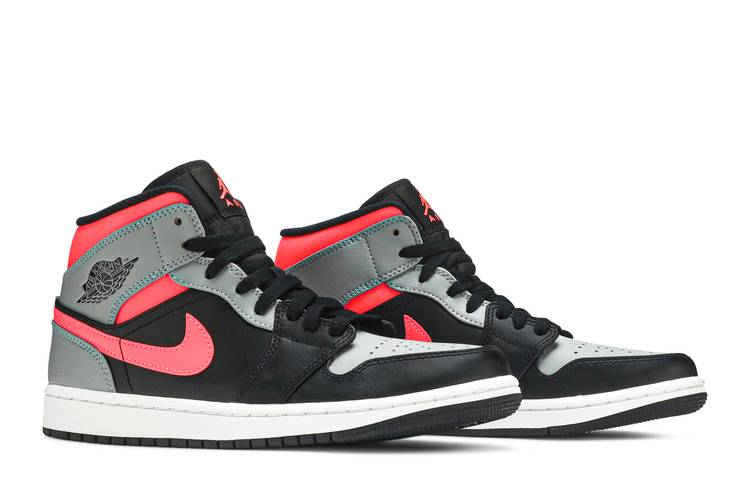 Nike Air Jordan 1 Retro Mid Shadow Grey Hot Punch Pink Black UK 5