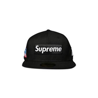 Supreme Leather Box Logo New Era Hat Black