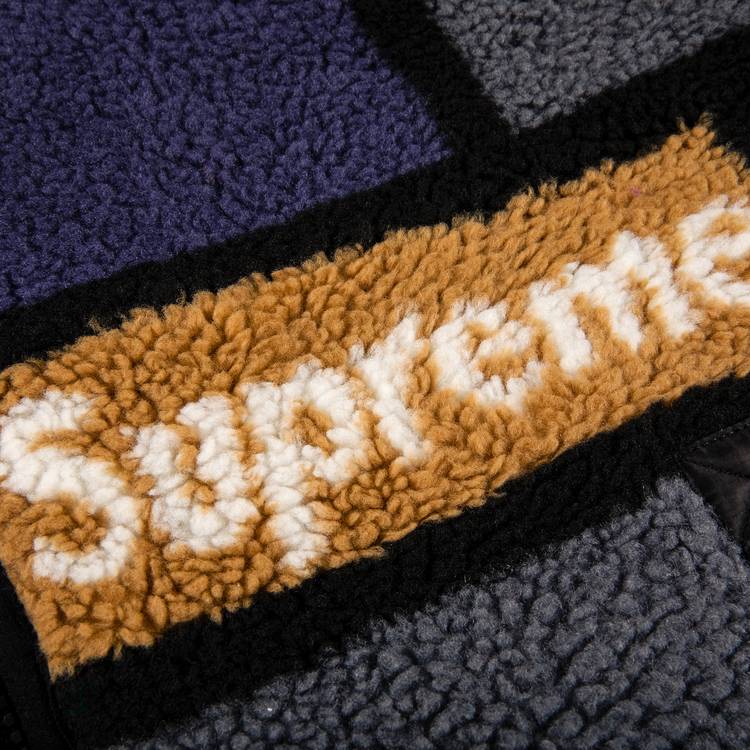 Buy Supreme Reversible Colorblocked Fleece Jacket 'Purple