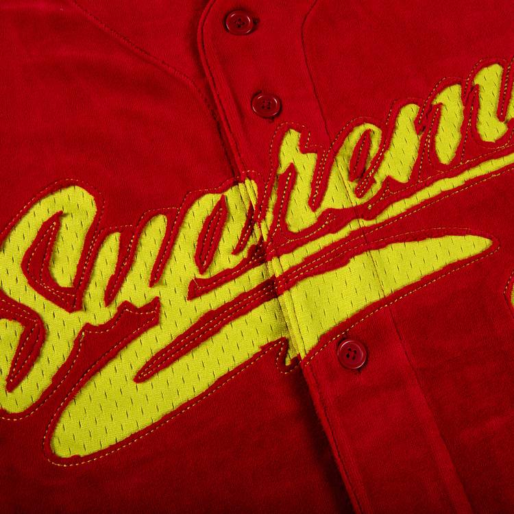 2020 F/W SUPREME VELOUR BASEBALL JERSEY TEE T-SHIRT CDG BOX LOGO PCL RED S  SMALL