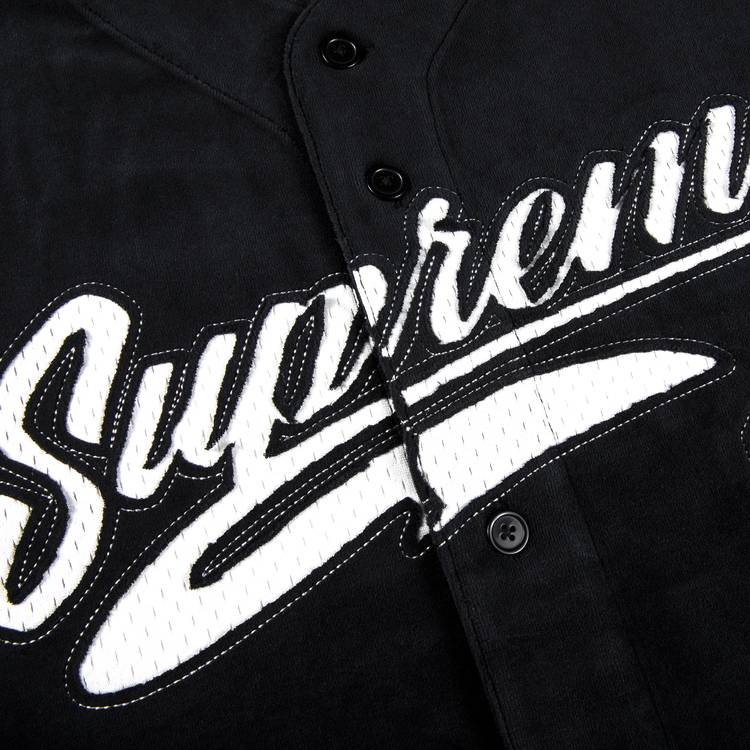 Supreme Velour Baseball Jersey 'Black' | GOAT