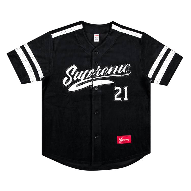 Supreme: Baseball Jersey - Black ($100-200) ❤ liked on Polyvore featuring  tops, t-shirts, shirts, jerseys, …