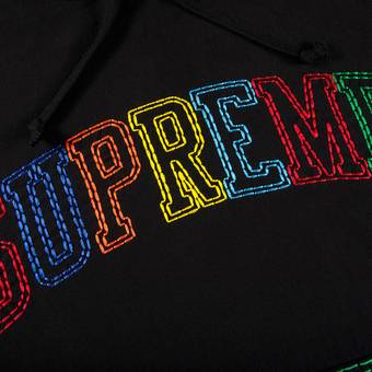 Large- Original Supreme Black Stitched OG Hoodie