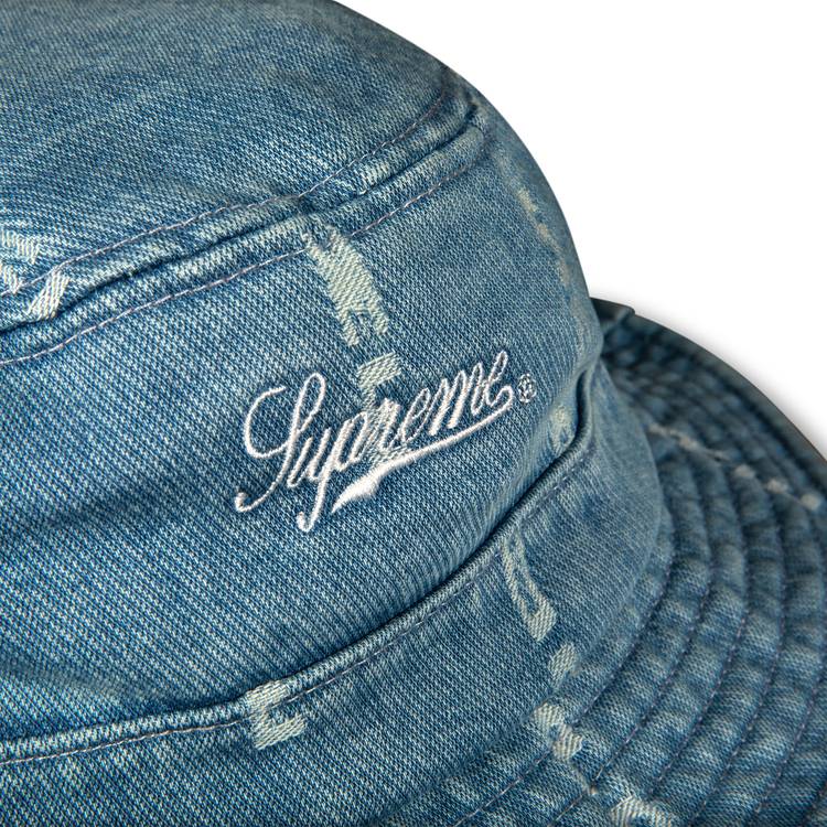 Supreme Logo Stripe Jacquard Denim Crusher 'Blue' | GOAT