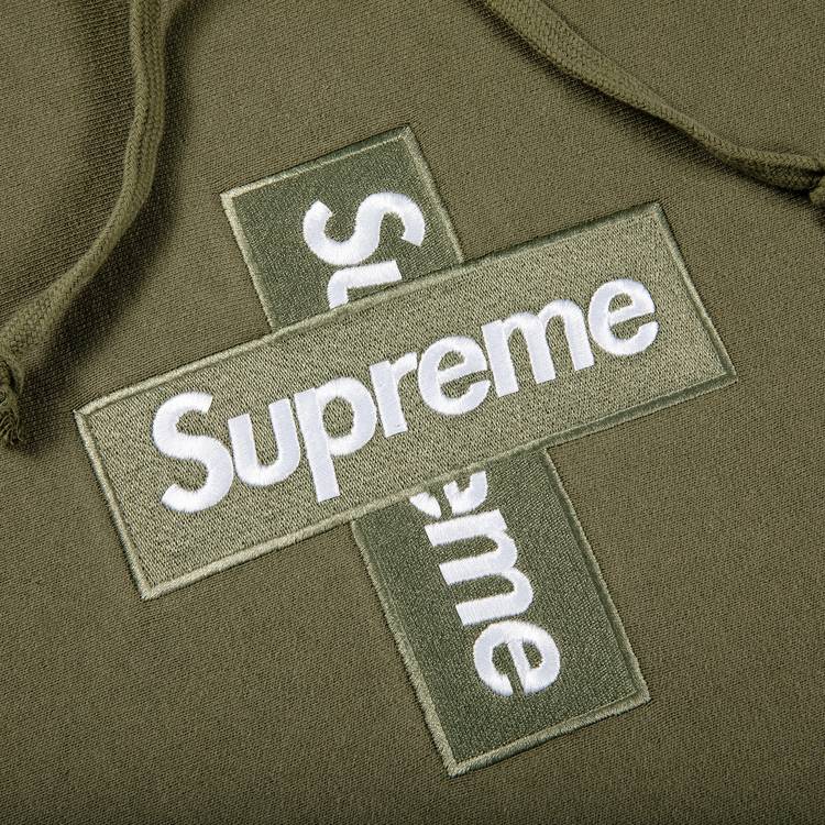 Supreme Cross Box Logo Hooded Sweatshirt 'Light Olive' | GOAT
