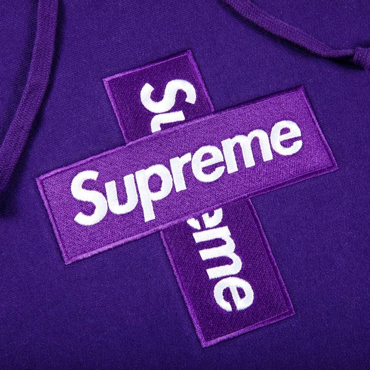 Supreme Cross Box Logo Hooded Sweatshirt 'Purple' | GOAT