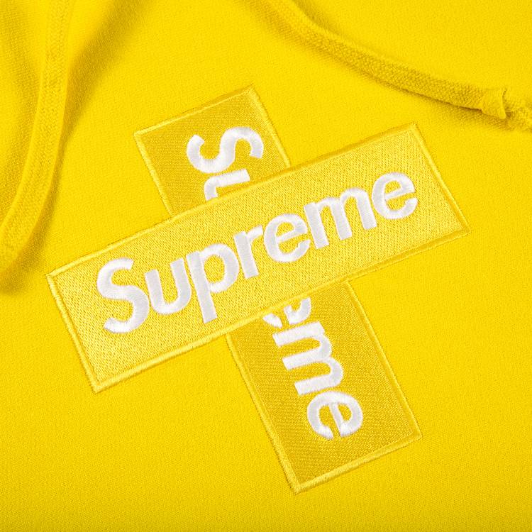 Supreme Cross Box Logo Hooded Sweatshirt 'Lemon' | GOAT