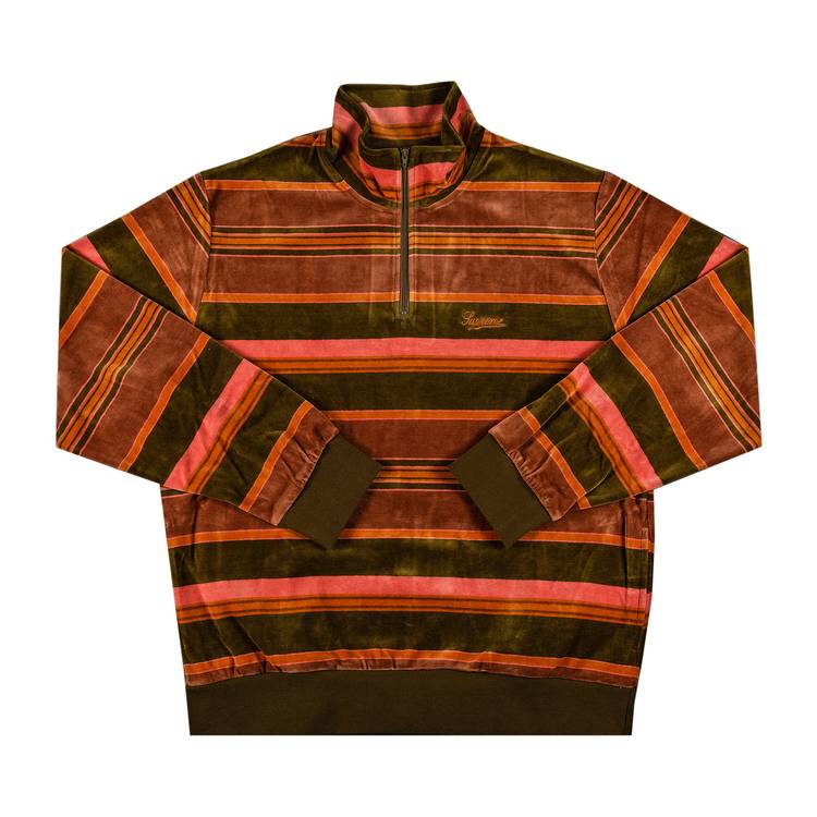Buy Supreme Stripe Velour Half Zip Pullover 'Peach' - FW20KN67