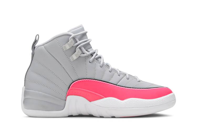 gray and pink jordans 12