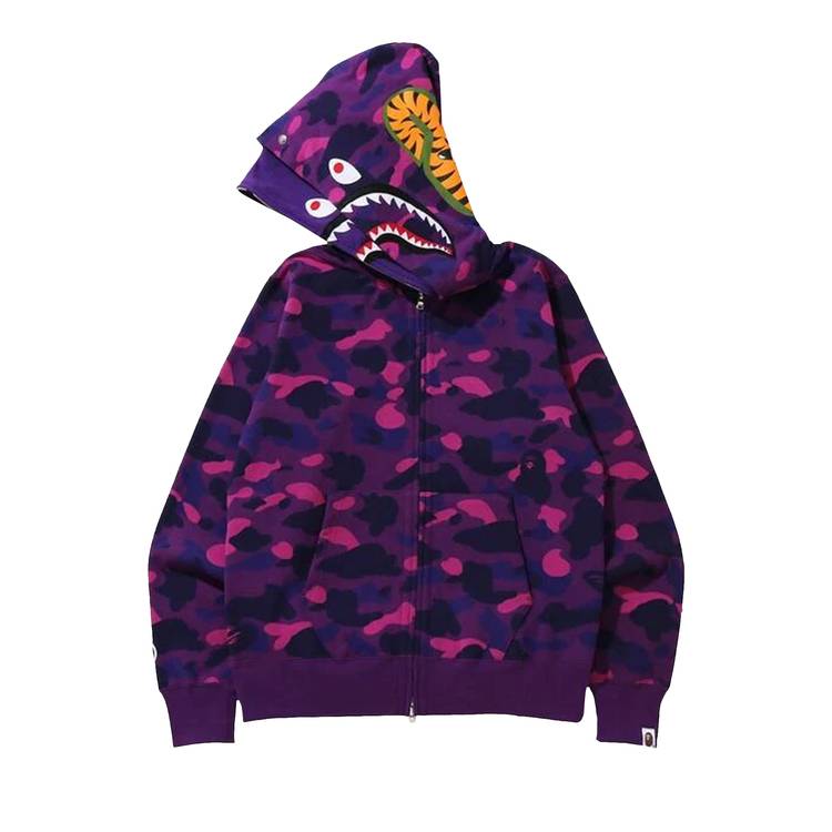 BAPE Color Camo Shark Full Zip Hoodie Purple