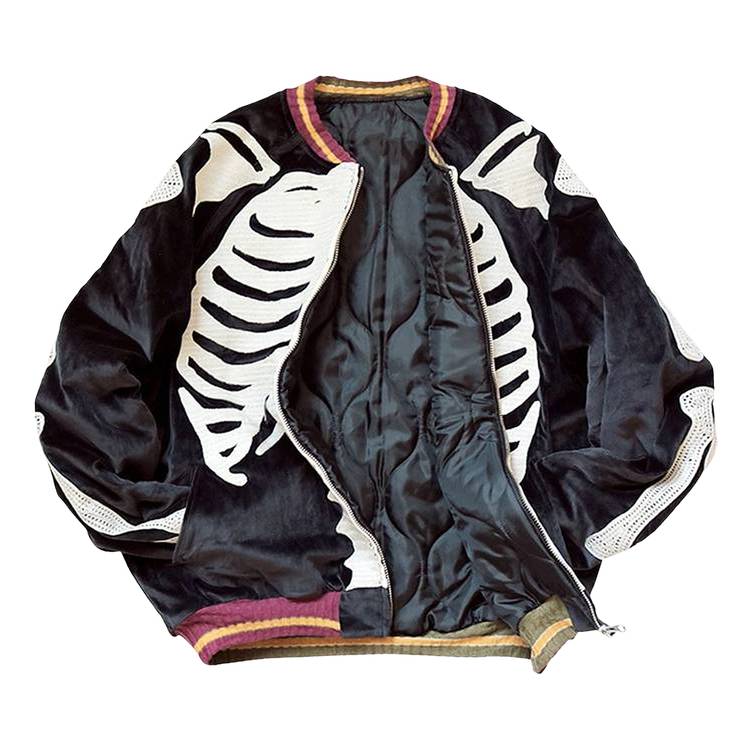 Buy Kapital Velveteen Bone Embroidery Souvenir Jacket 'Black' - EK