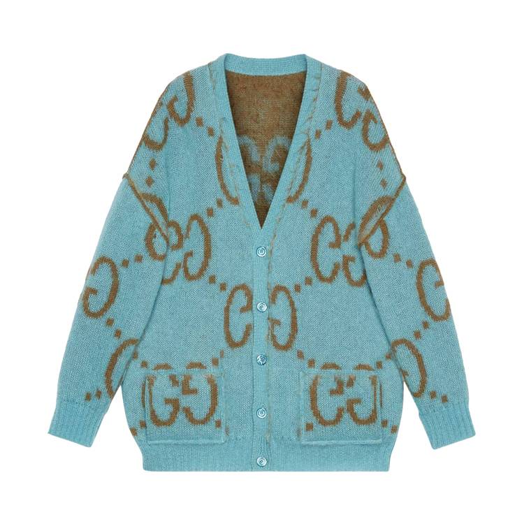 Gucci Reversible Beige & Brown Mohair Oversized Gg Cardigan