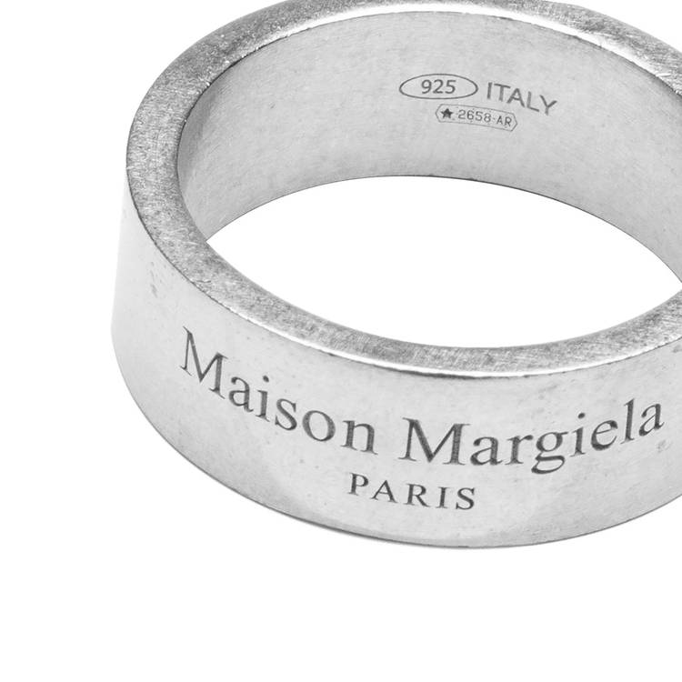 Buy Maison Margiela Semi Polished Text Logo Medium Band Ring