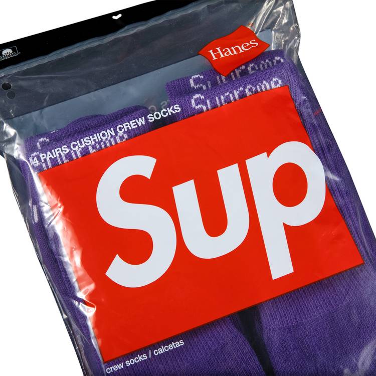 ONE PAIR) 100% Authentic Supreme x Hanes Crew Socks Purple Pink