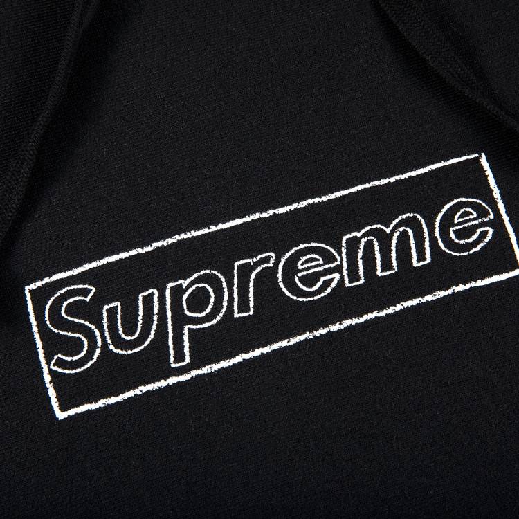 Supreme x KAWS Chalk Logo Hooded Sweatshirt 'Black' | GOAT
