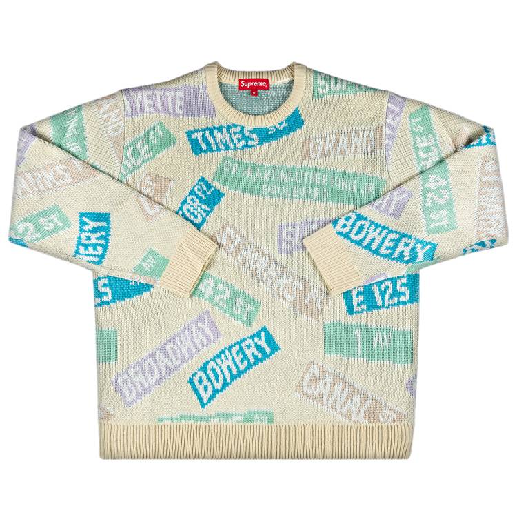 Supreme Street Signs Sweater 'Natural' | GOAT