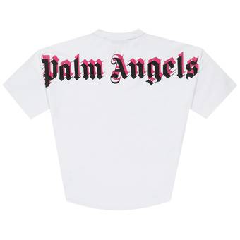 Buy Palm Angels Doubled Logo Over Tee 'White/Fuchsia