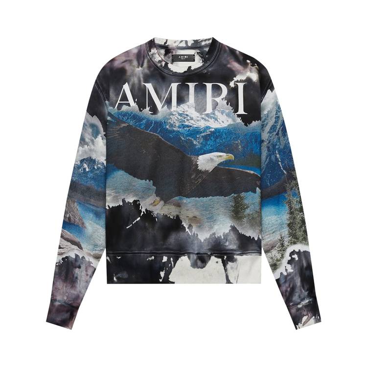 Amiri Eagle Bleach Out Crewneck Sweatshirt 'Black' | GOAT