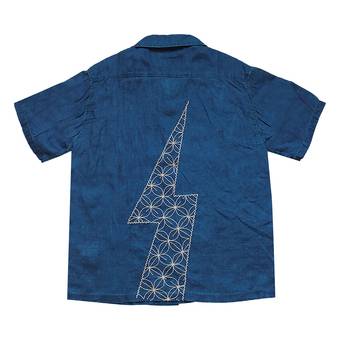 Buy Kapital Thunder Sashiko French Cloth Linen Aloha Shirt 'Indigo ...