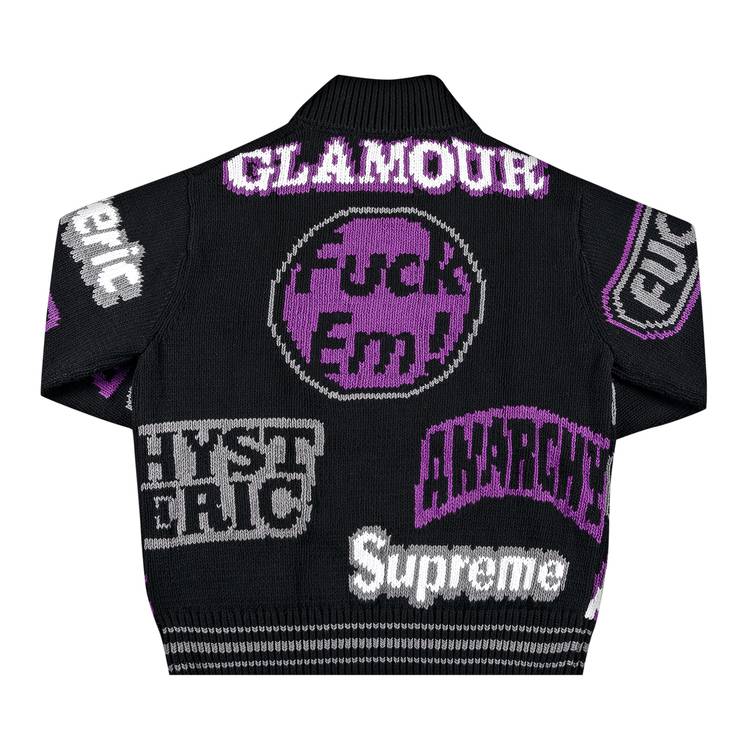 Buy Supreme x Hysteric Glamour Logos Zip Up Sweater 'Black