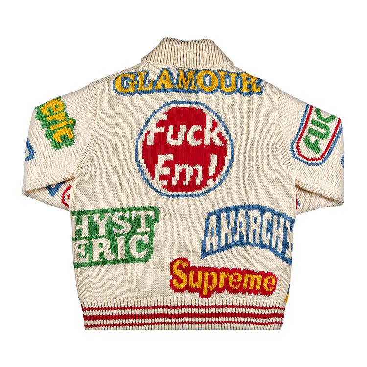 Buy Supreme x Hysteric Glamour Logos Zip Up Sweater 'Natural