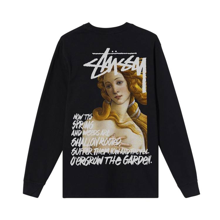 Buy Stussy Spring Weeds Pigment Dyed Long-Sleeve Tee 'Black