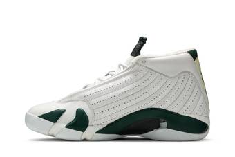green and white jordan 14s