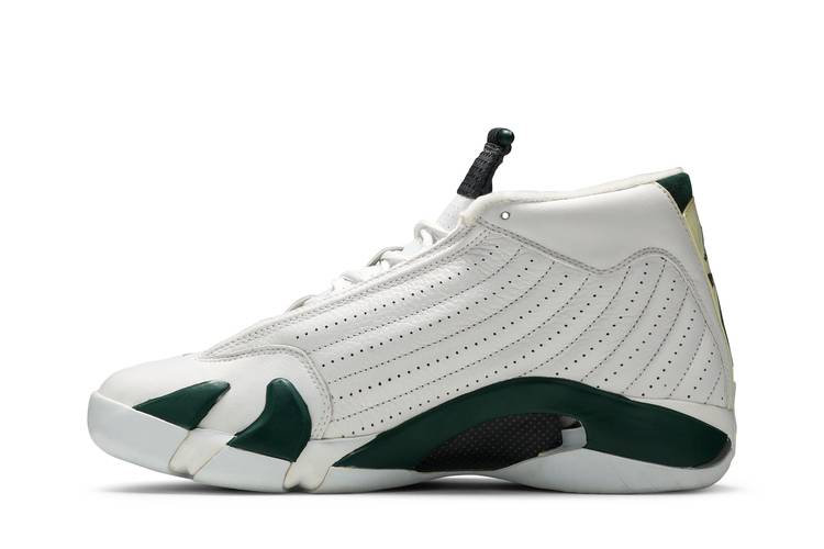 white and green jordan 14