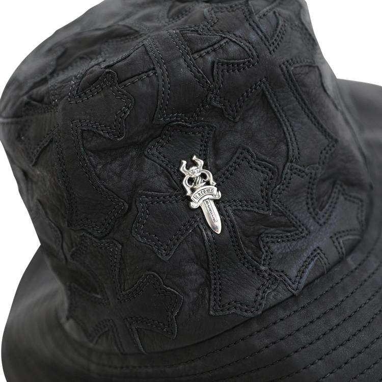 Chrome Hearts Cross Leather Patch Bucket Hat 'Black' | GOAT