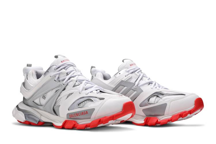 Balenciaga Balenciaga Track Sneakers In White/Silver/Red Polyurethane  Athletic Shoes Sneakers on SALE