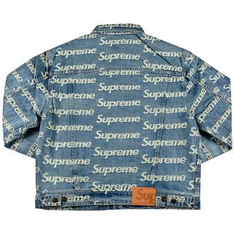 Buy Supreme Frayed Logos Denim Trucker Jacket 'Blue' - SS21J29 