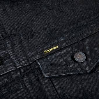 Buy Supreme Frayed Logos Denim Trucker Jacket 'Black' - SS21J29