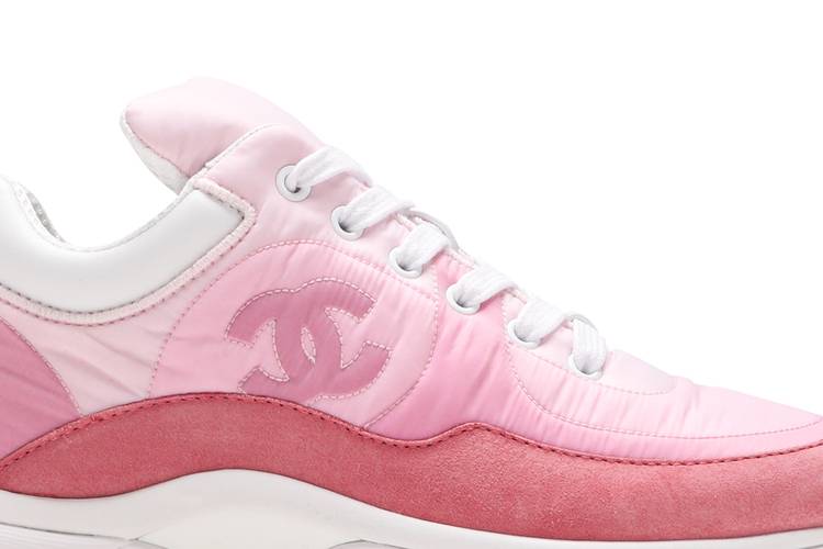 CHANEL Calfskin Womens Logo Sneakers 39.5 White Pink 805837