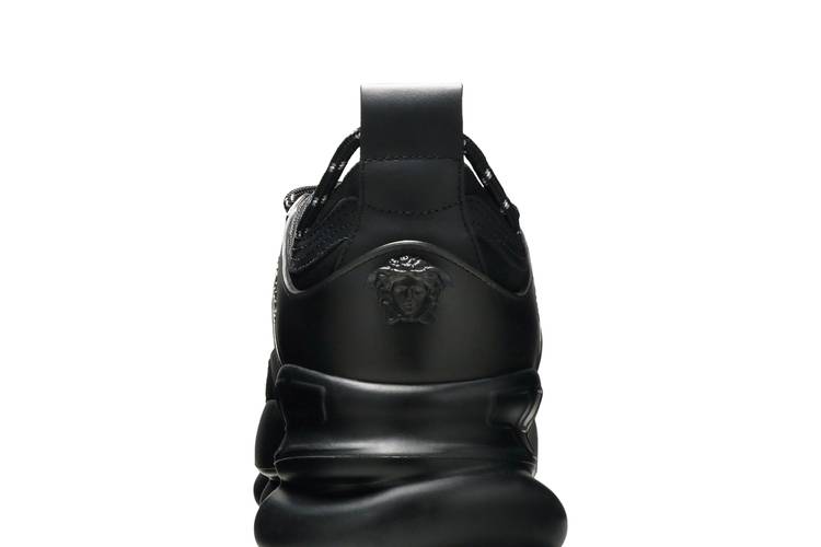 new VERSACE Chain Reaction Triple Black Nero low chunky sole sneaker EU40  US7 at 1stDibs