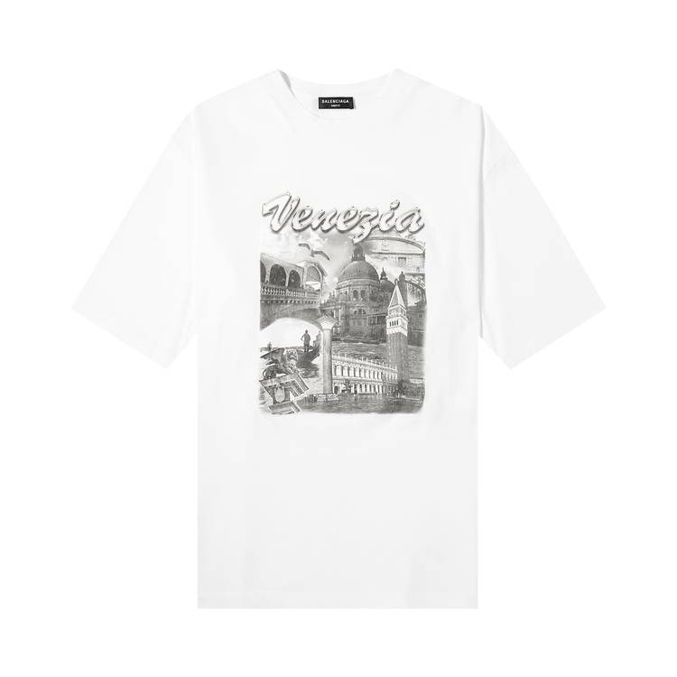 Buy Balenciaga Venezia Print Oversized T-Shirt 'White/Grey