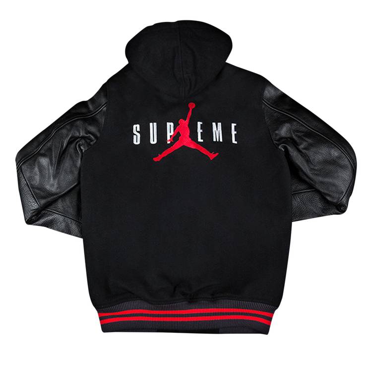 Supreme x Jordan Hooded Varsity Jacket 'Black