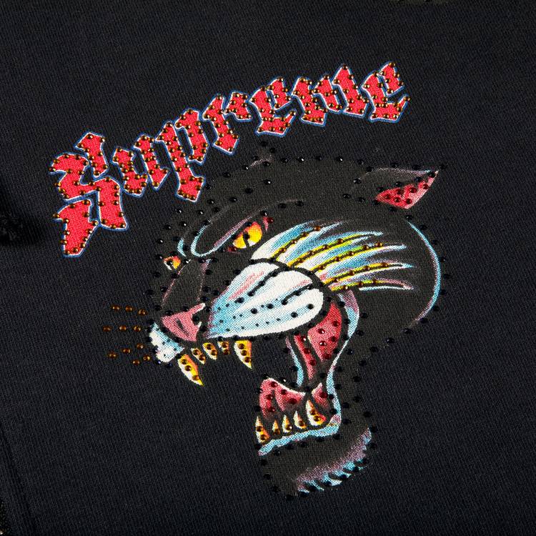 Supreme Panther Zip Up Hooded Sweatshirt 'Black' | GOAT