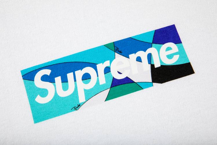 Supreme x Emilio Pucci Box Logo Tee 'White/Blue' | GOAT