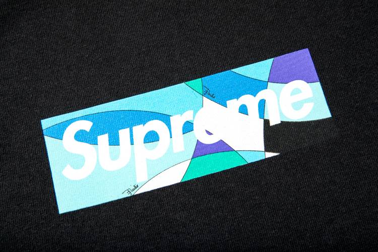 Buy Supreme x Emilio Pucci Box Logo Tee 'Black/Blue' - SS21T4