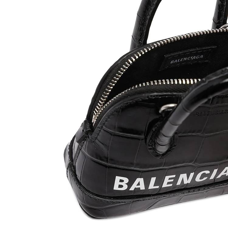Balenciaga Black Calfskin Logo Ville Top Handle Bag Mini Q0B3753PK9000
