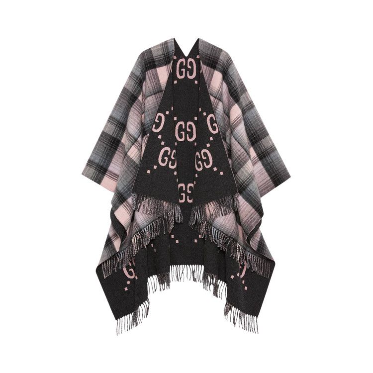 Buy Gucci Wool Reversible GG Poncho 'Graphite/Pink' - 553118