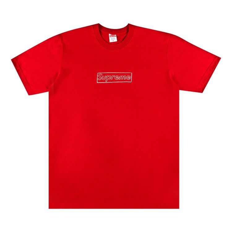 Supreme X Kaws Chalk Logo T-Shirt Red